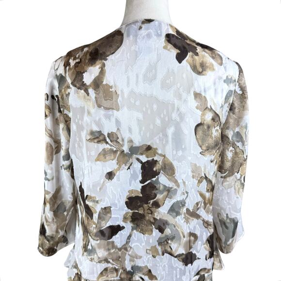 Alex Evenings Brown and White Watercolor Floral Tank Top and Jacket Set - Picture 16 of 16